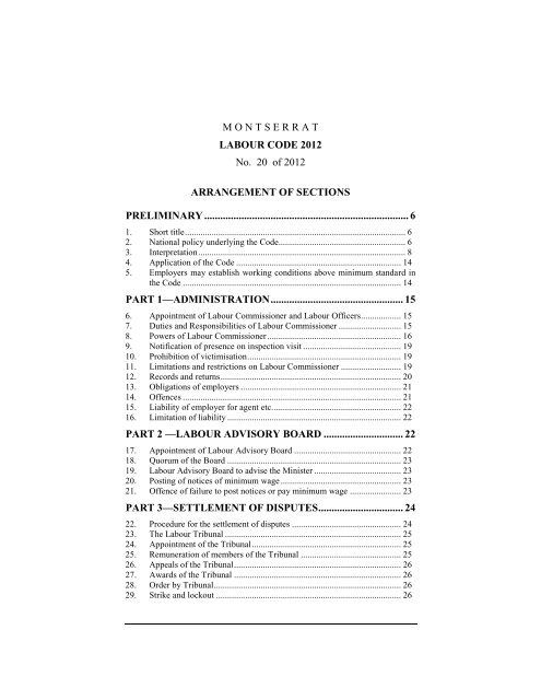 Labour Code 2012 - Government of Montserrat