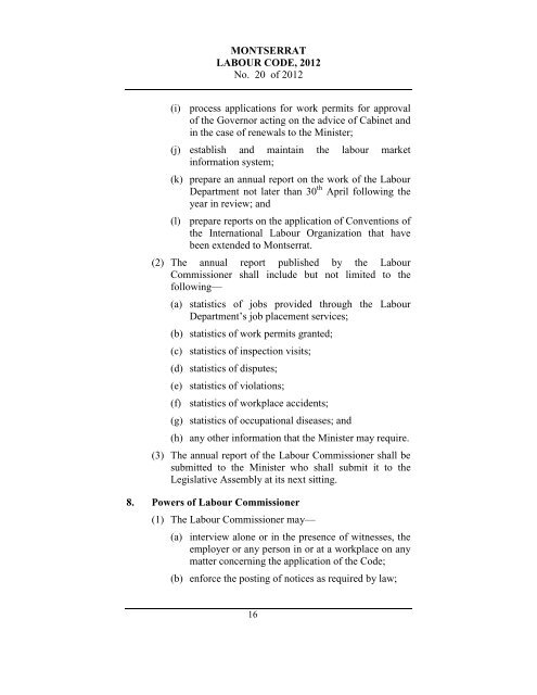 Labour Code 2012 - Government of Montserrat