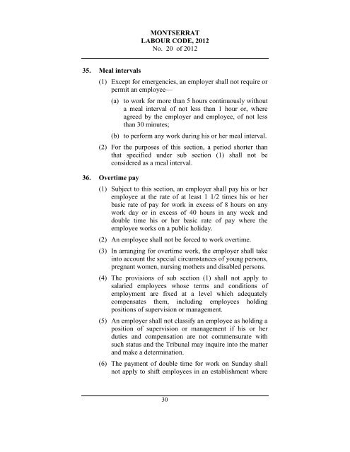 Labour Code 2012 - Government of Montserrat