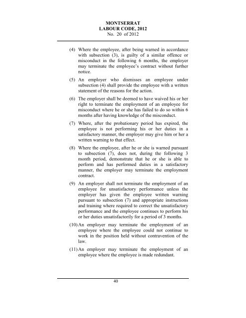 Labour Code 2012 - Government of Montserrat