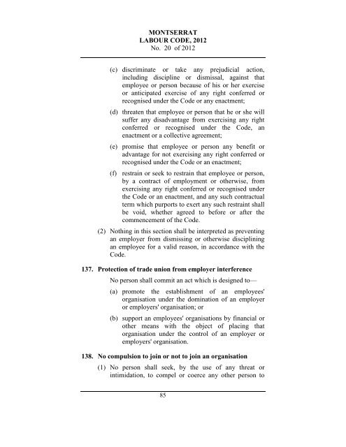 Labour Code 2012 - Government of Montserrat