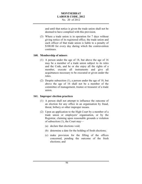 Labour Code 2012 - Government of Montserrat