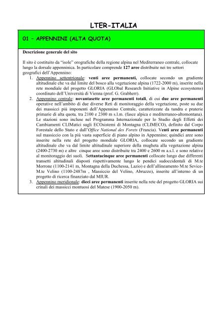 01 Appennini di Alta Quota - LTER italia