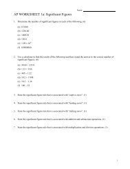 AP WORKSHEET 1a: Significant Figures