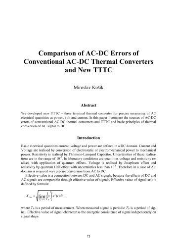 Comparison of AC-DC Errors of Conventional AC-DC Thermal ...