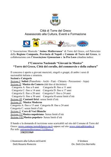 CittÃ  di Torre del Greco Assessorato alla Cultura, Eventi e ...