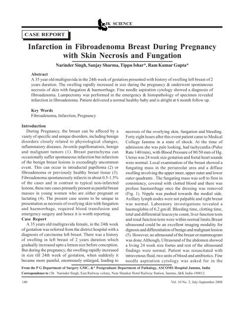 Infarction in Fibroadenoma Breast During Pregnancy ... - JK Science