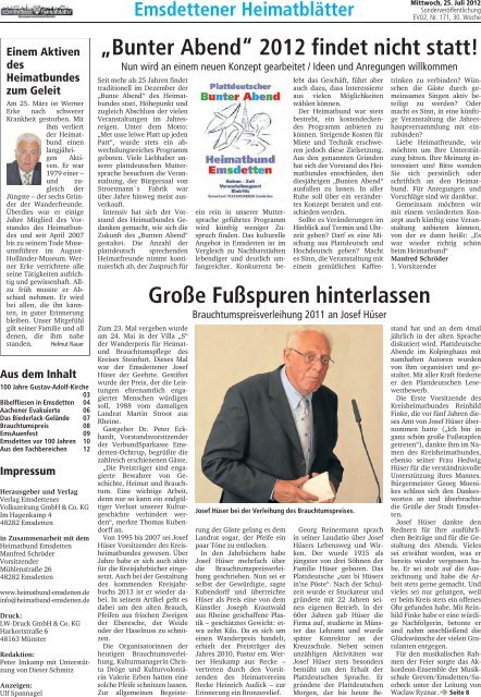 Das Heimatblatt Nr. 107 - Heimatbund Emsdetten eV