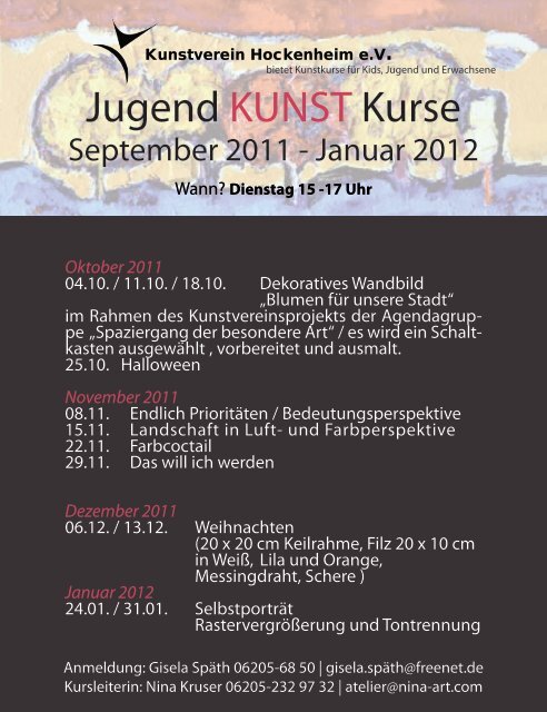 Jugend KUNST Kurse - Kunstverein Hockenheim