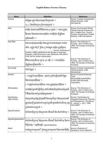 English-Khmer Forestry Glossary - Bridge International Translation