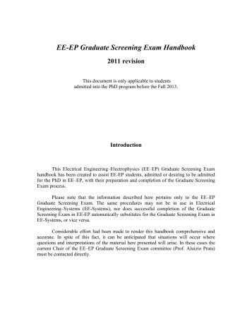 EE-EP Graduate Screening Exam Handbook - USC Ming Hsieh ...