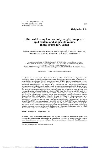 PDF (483.4 KB) - Animal Research - EDP Sciences