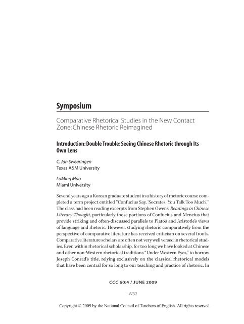 SYMPOSIUM: Comparitive Rhetorical Studies in the New Contact ...