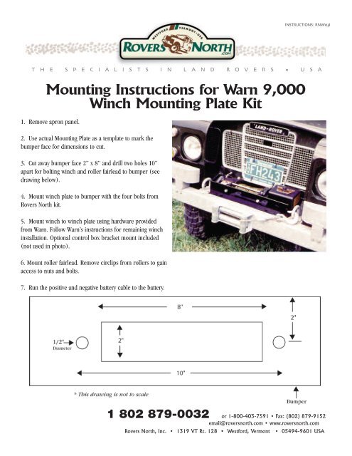 Mounting Instructions for Warn 9,000 Winch Mounting Plate Kit