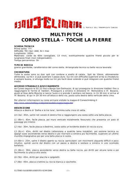 MULTIPITCH CORNO STELLA â TOCHE LA PIERRE - Cuneoclimbing