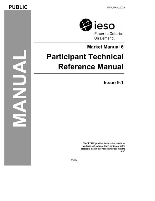 Participant Technical Reference Manual - Independent Electricity ...
