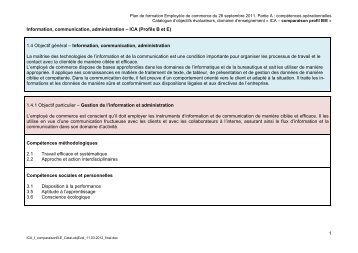 Plan de formation ICA - comparaison des profils B et E - skkab