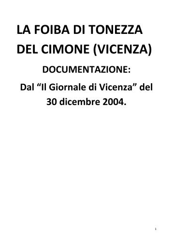 LA FOIBA DI TONEZZA DEL CIMONE (VICENZA) - Giuliocesaro.it