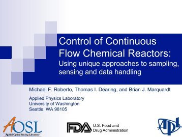 Control of Continuous Flow Chemical Reactors: - CPAC - University ...