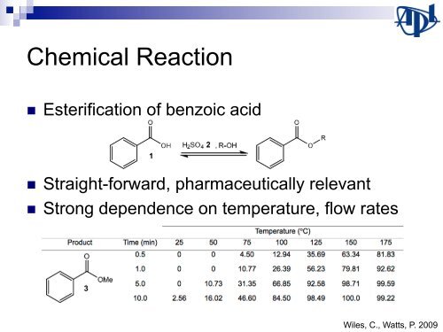 Control of Continuous Flow Chemical Reactors: - CPAC - University ...