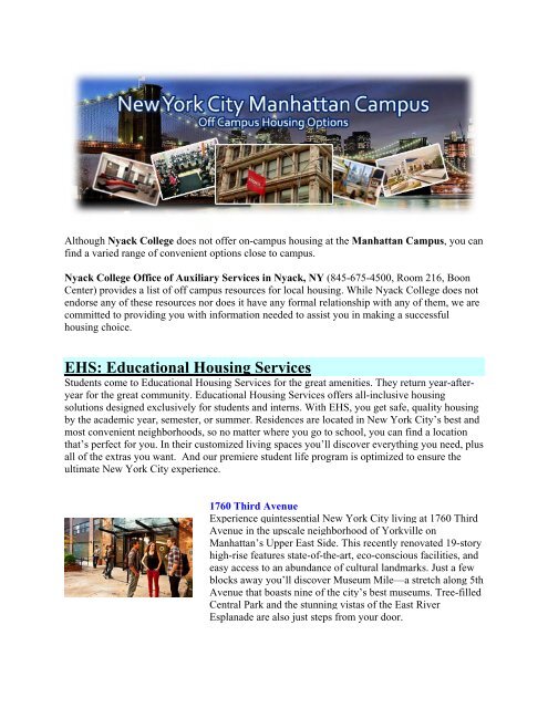 EHS: Educational Housing Services - Nyack College