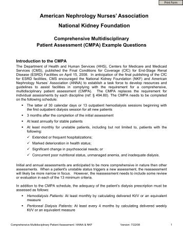 CMPA Example Questions - ESRD Network #15