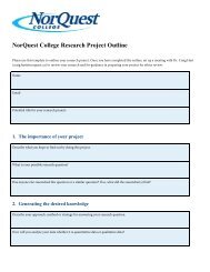 NorQuest College Research Project Outline