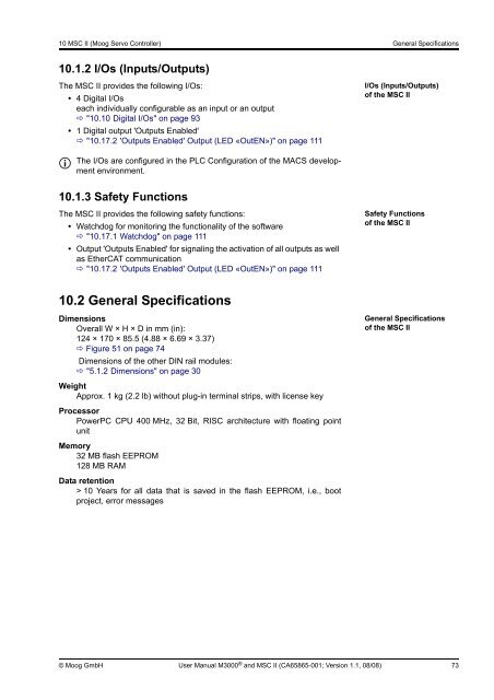 User Manual M3000® Automation System / MSC II (Moog Servo ...