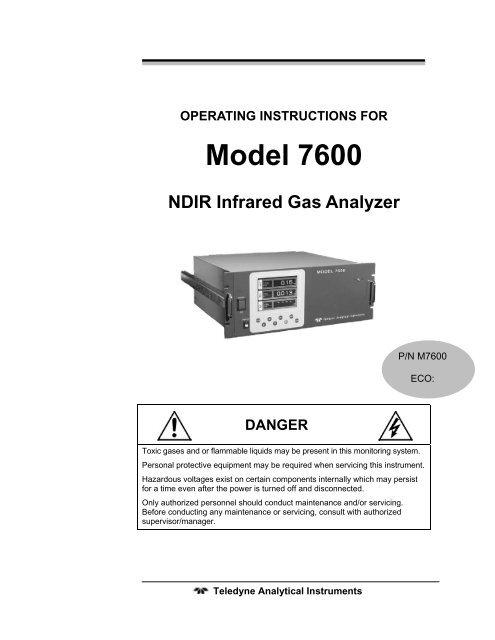 Model 7600 - Teledyne Analytical Instruments