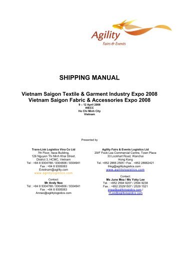 SHIPPING MANUAL Vietnam Saigon Textile & Garment Industry ...