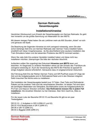 Installation(Seite 1) German Railroads Gesamtausgabe ...