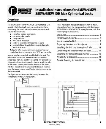 Installation Instructions for IDH Max Cylindrical Locks - Best Access ...