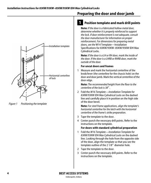 Installation Instructions for IDH Max Cylindrical Locks - Best Access ...