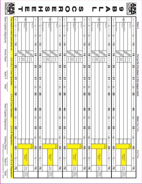 9 Ball Scoresheet