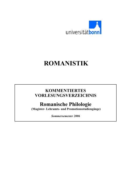 ROMANISTIK KOMMENTIERTES VORLESUNGSVERZEICHNIS ...