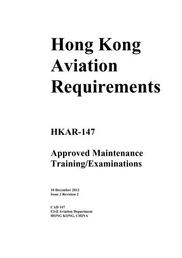 HKAR-147 Approved Maintenance Training/Examinations, Issue 2 ...