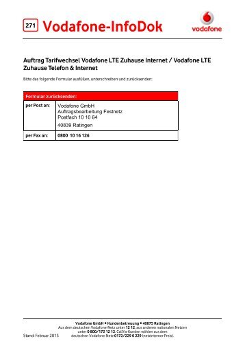 InfoDok 271: Auftrag Tarifwechsel Vodafone LTE Zuhause Internet ...