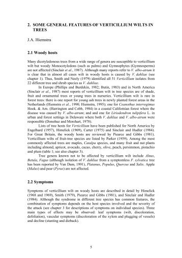 2. Some general features of Verticillium wilts in trees