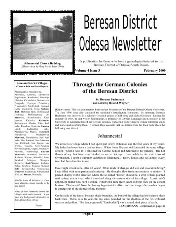 Beresan District Odessa Newsletter - GRHS Home Page