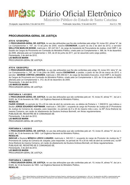 procuradoria-geral de justiça - Ministério Público de Santa Catarina