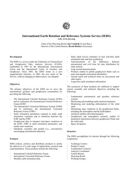 International Earth Rotation and Reference Systems Service (IERS)