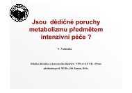 DÄdiÄnÃ© poruchy metabolismu dÄtÃ­ a intenzivnÃ­ pÃ©Äe