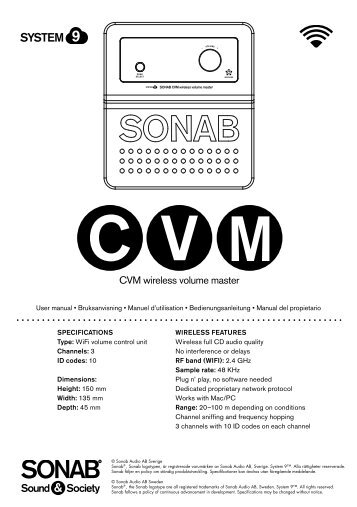 CVM wireless volume master - Sonab Audio