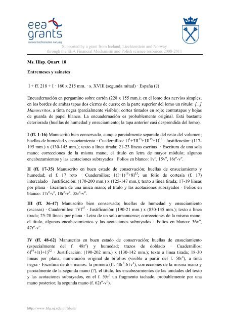 Ms. Hisp. Quart. 18 Entremeses y sainetes I + ff. 218 + I Â· 160 x 215 ...