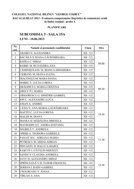 Repartizarea claselor 12U2 si 12U3.pdf - Colegiul NaÈional Bilingv ...