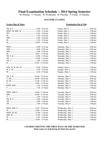 Final Exam Schedule