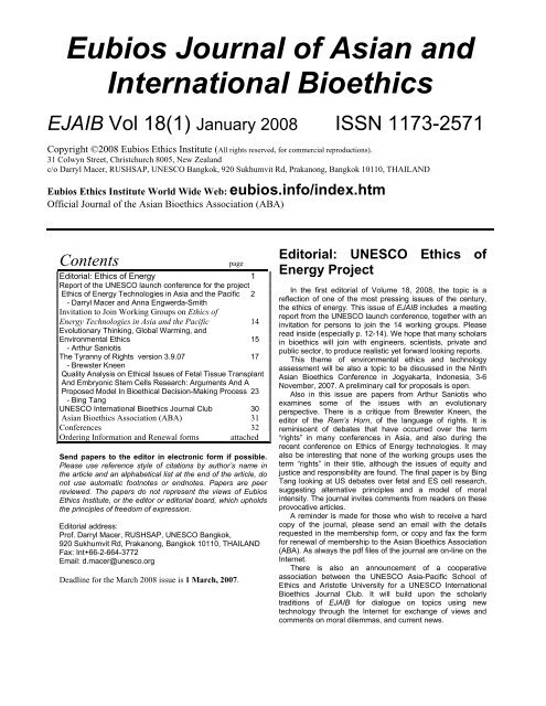 Eubios Journal of Asian and International Bioethics EJAIB