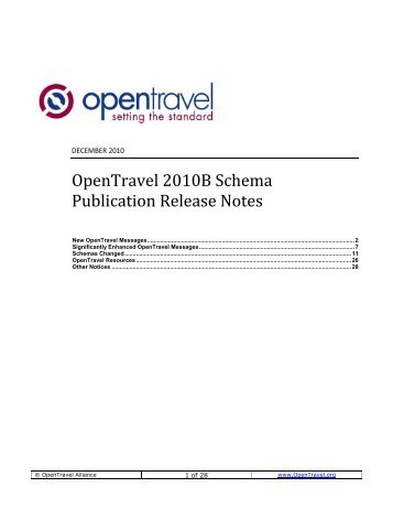 OpenTravel 2010A Release Notes - tud.ttu.ee