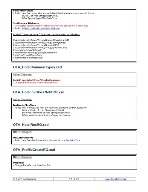 OpenTravel 2010A Release Notes - tud.ttu.ee