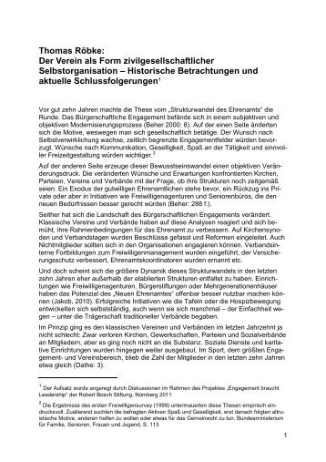 Der Verein als Form zivilgesellschaftlicher Selbstorganisation